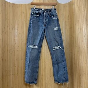 Agolde Distressed 90’s Mid Rise Straight Jeans